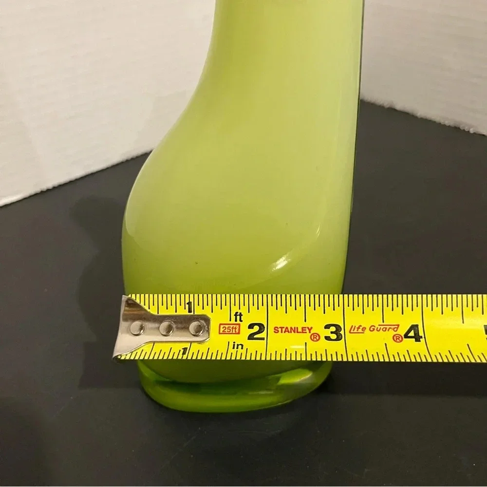 Vintage Ikea Okkso Cased Lime Green Glass Vase 8” Tall